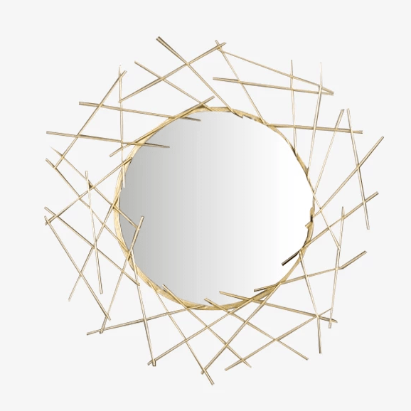 Grand miroir mural design à barres dorées