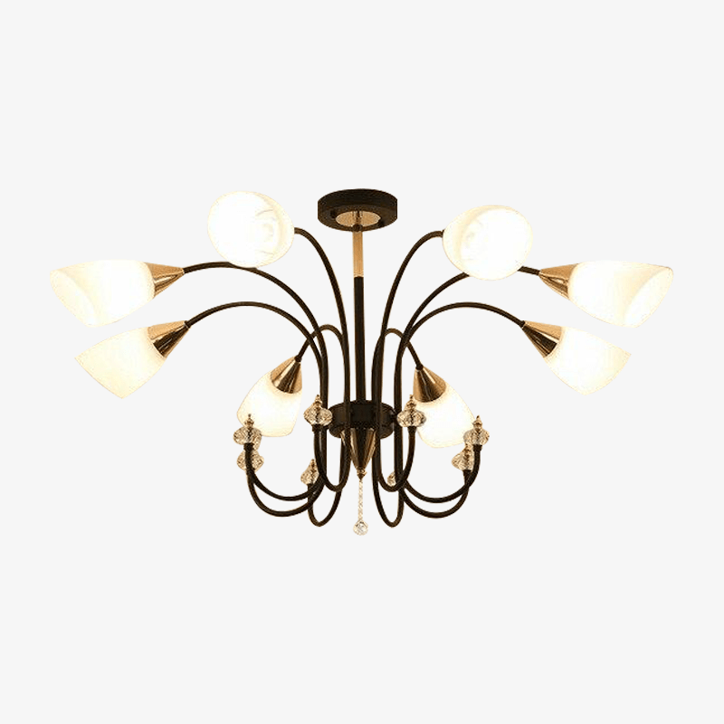 Lustre LED avec bras arrondis et lampes en verre Room