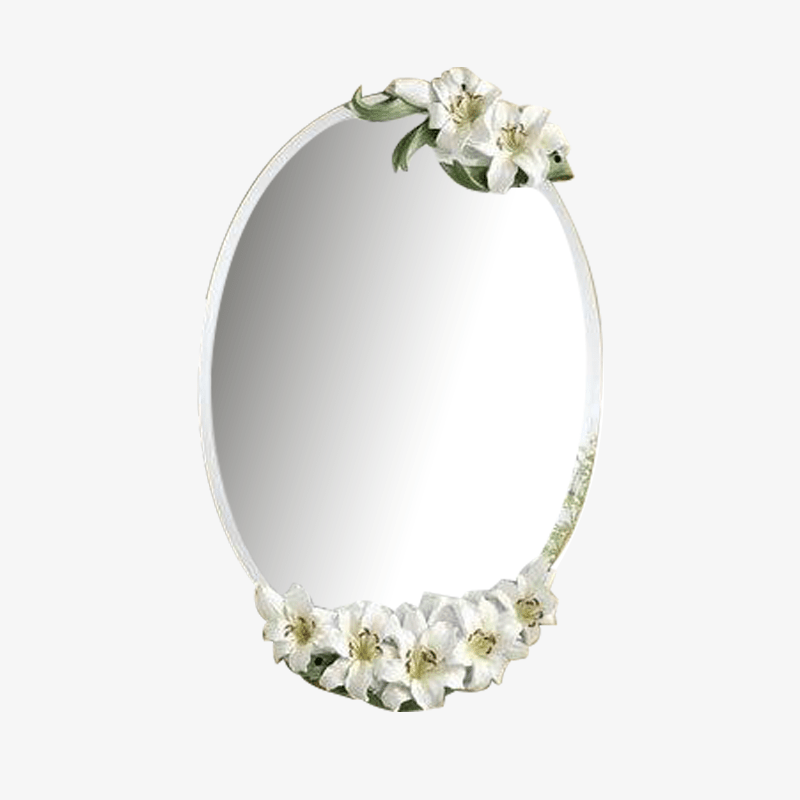 Miroir mural ovale à fleurs Lilies