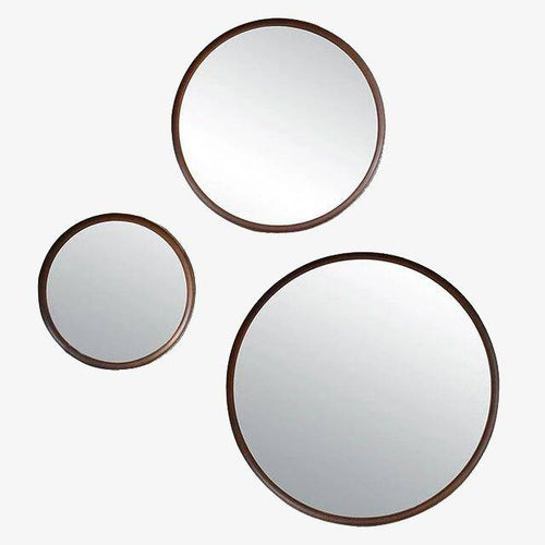Miroir mural rond en bois (plusieurs tailles)