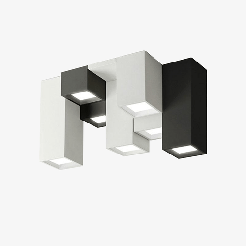 Plafonnier design géométrique à LED avec tubes rectangulaires noir et blanc