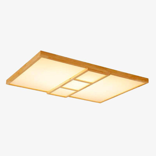 Plafonnier en bois design à LED avec carrés
