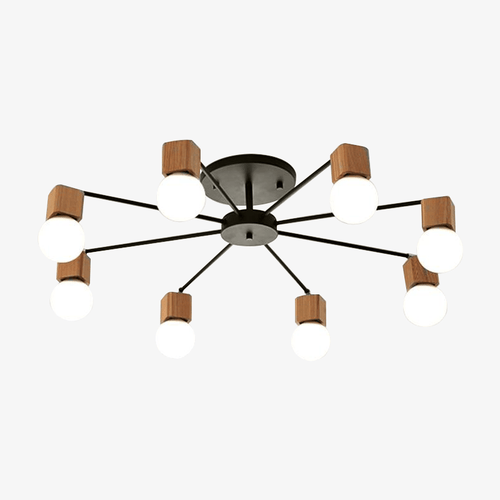 Plafonnier LED en bois et métal à une ou plusieurs lampes