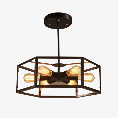 Plafonnier rustique avec lampe dans boite en verre FUMAT Industrial