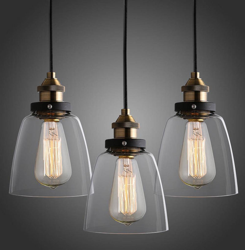 Suspension LED avec abat-jour en verre vintage