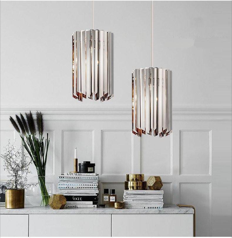 Suspension design en miroir chromé Surface