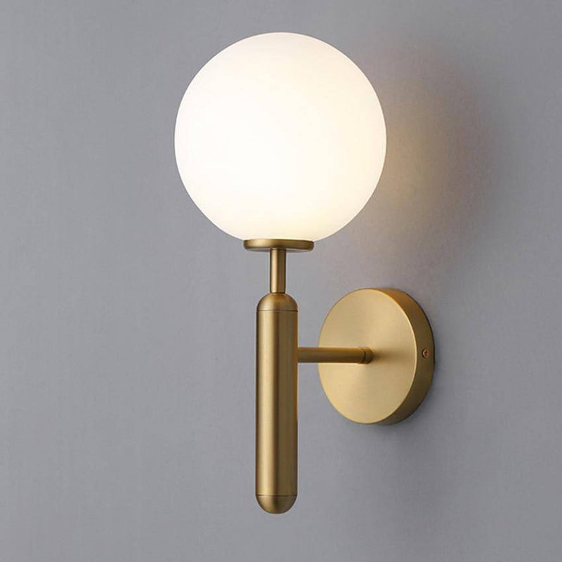 Applique murale moderne LED avec boule en verre et support cylindrique Sconce