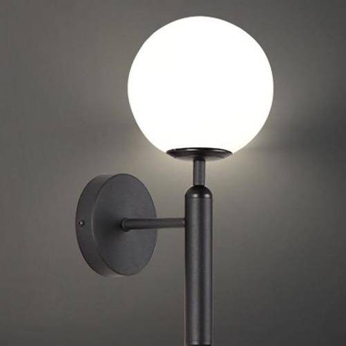 Applique murale moderne LED avec boule en verre et support cylindrique Sconce
