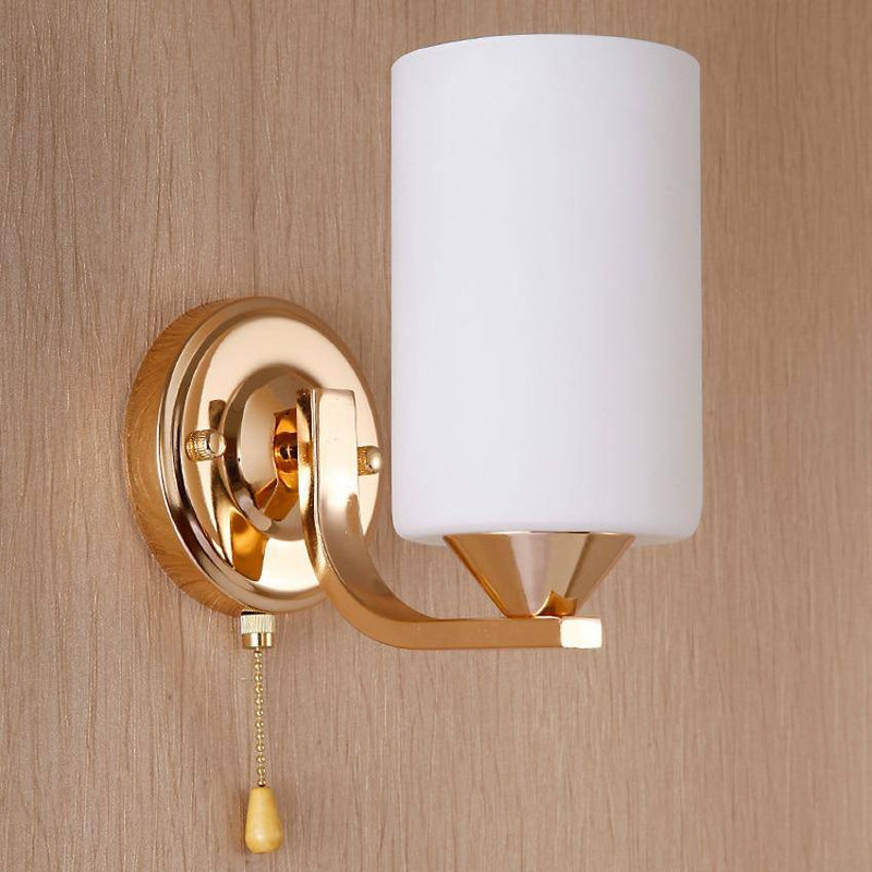 Applique murale chromée doré et abat-jour cylindrique Sconce