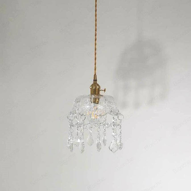 Lustre design LED en verre cristal style rétro