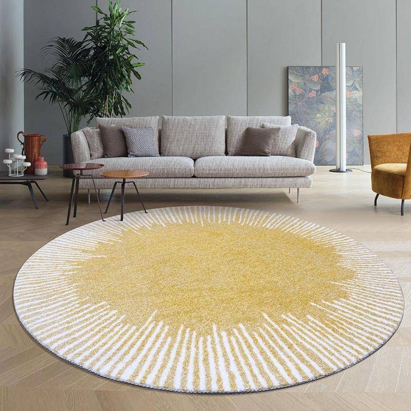 Tapis rond moderne jaune style Light Luxury