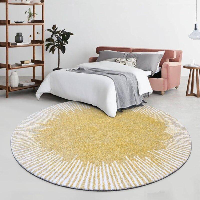 Tapis rond moderne jaune style Light Luxury