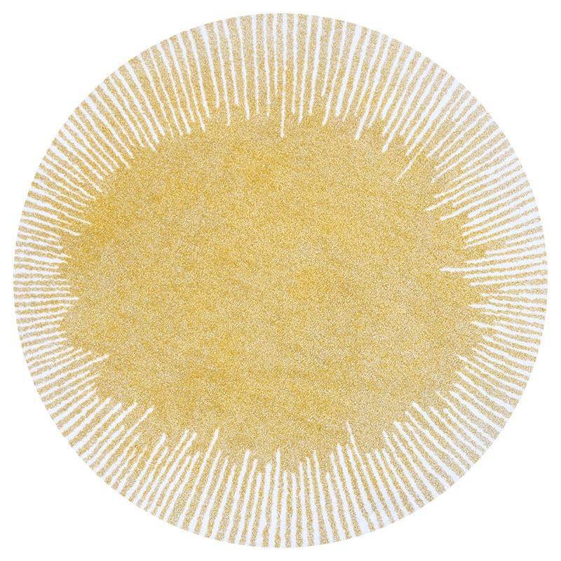 Tapis rond moderne jaune style Light Luxury