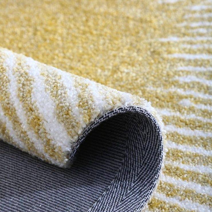 Tapis rond moderne jaune style Light Luxury