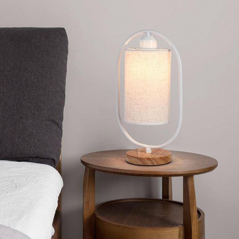 Lampe à poser moderne LED avec anneau et abat-jour tissu Nordic