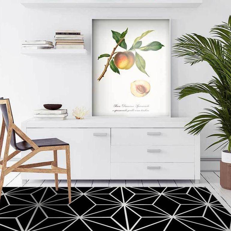 Tapis moderne rectangle noir aux formes géométriques Rug