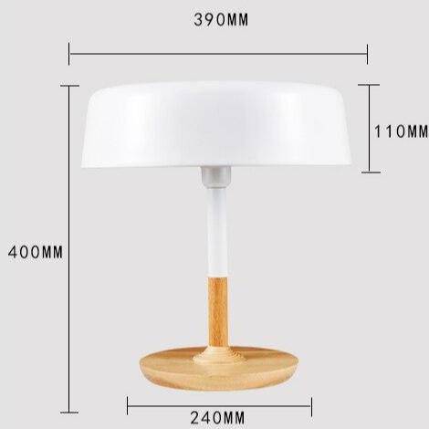 Lampe à poser design LED avec base en bois et abat-jour aux formes arrondies Créative