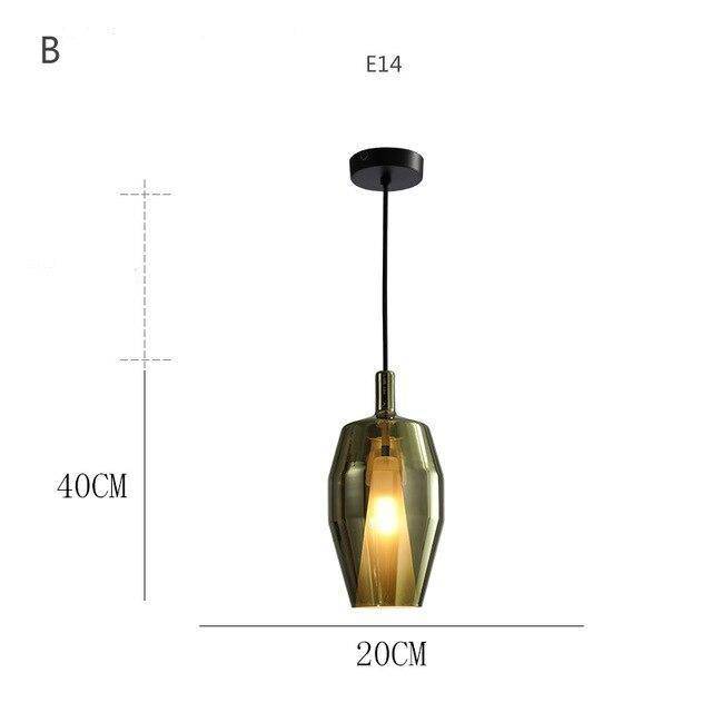 Suspension design à LED avec abat-jour en verre coloré