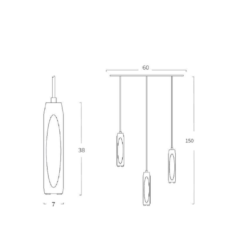 Suspension design à LED allongée en verre cristal