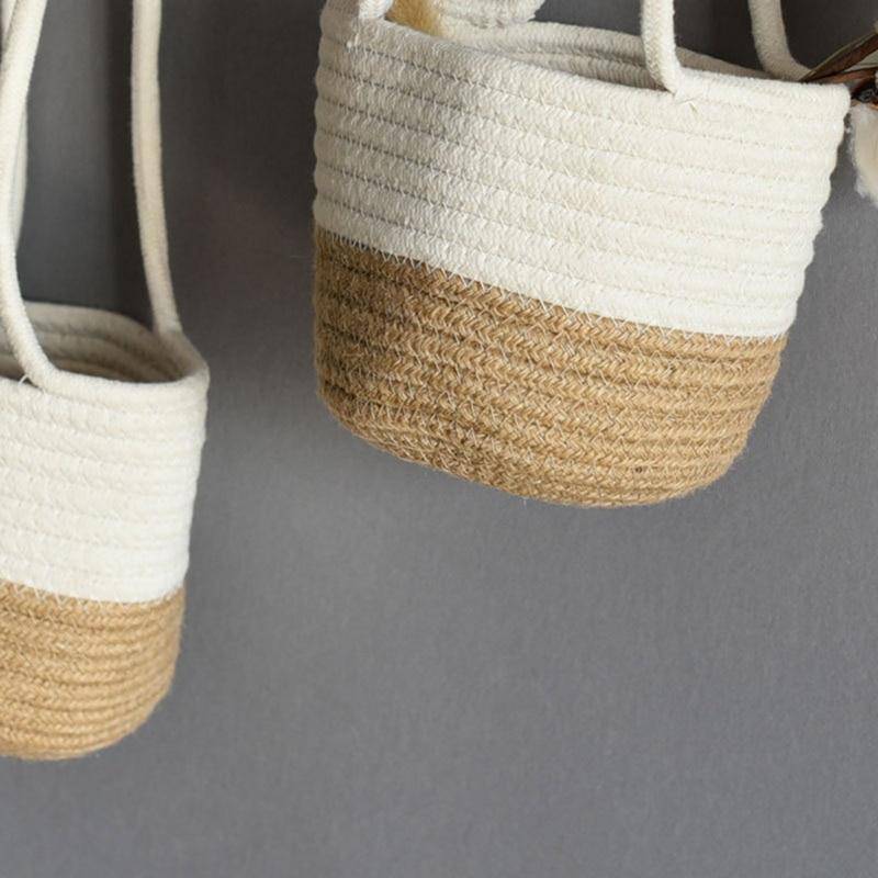 Cache-pots suspendu en osier style scandinave