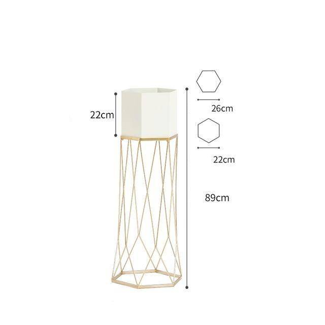 Piédestal sur pied haut design en métal avec pot géométrique