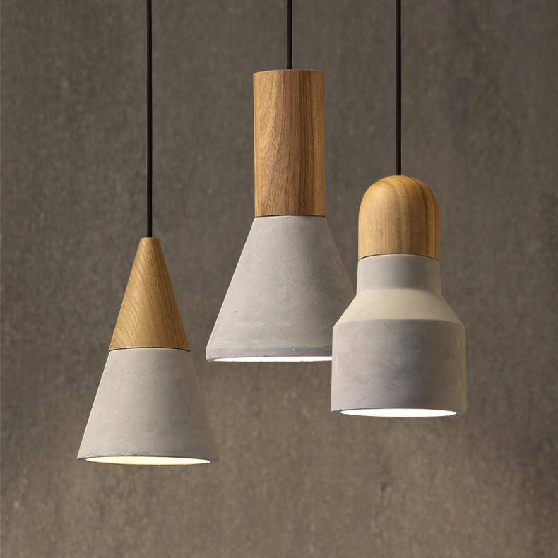 Suspension design en bois et ciment de plusieurs formes Studio