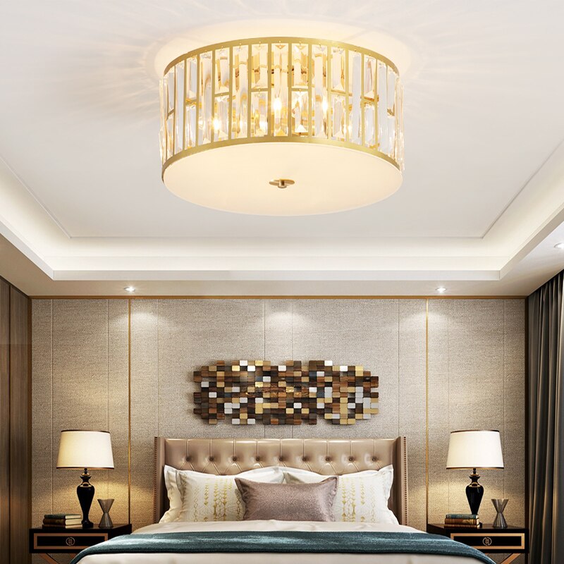 Plafonnier moderne luxury doré en cristal Pylonna