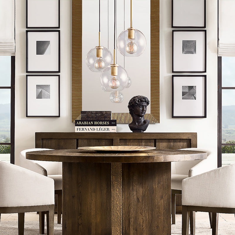 Suspension industrielle en verre et en métal doré Haivy