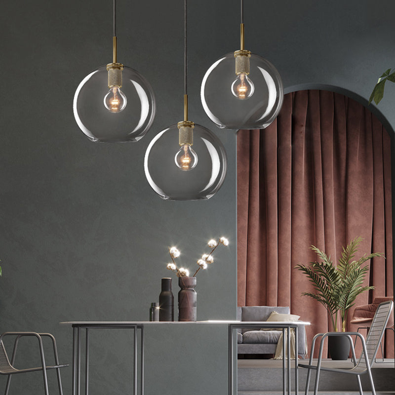 Suspension industrielle en verre et en métal doré Haivy