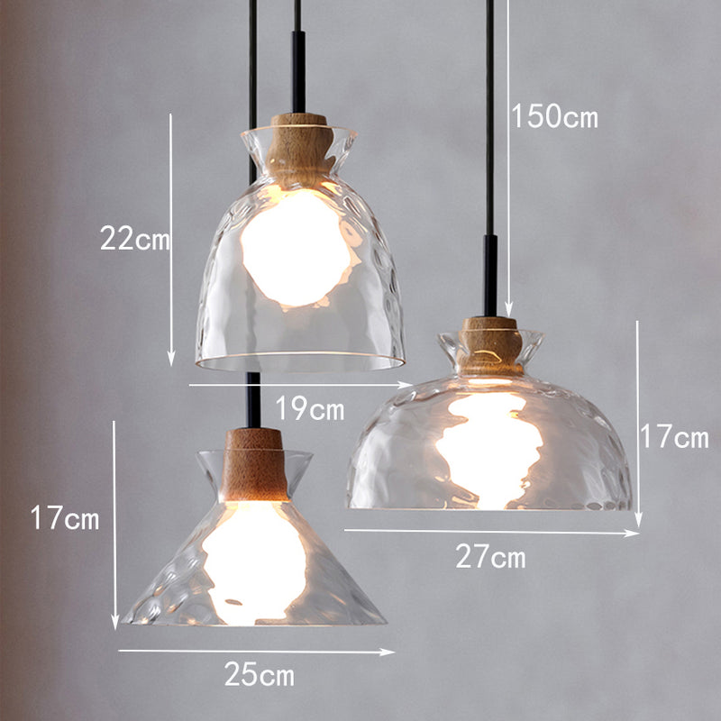 Lustre moderne avec abat-jour en verre Dante