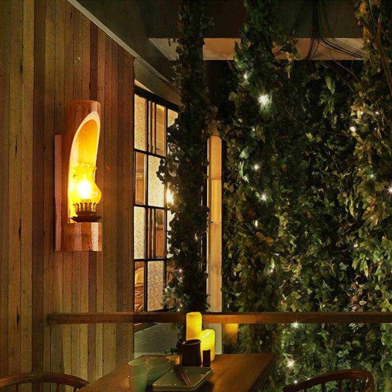 Applique rustique LED bambou cylindrique Loft