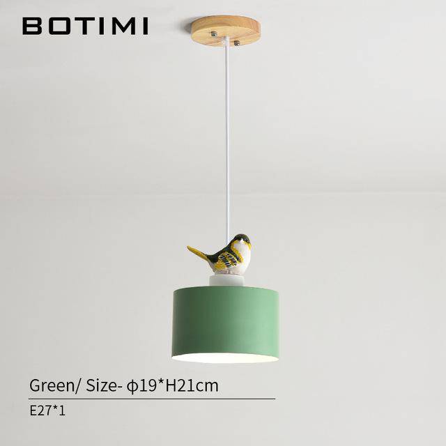 Suspension design LED de couleur avec oiseau Botimi