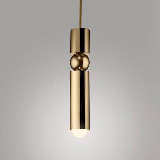 Suspension design LED tube doré avec boule