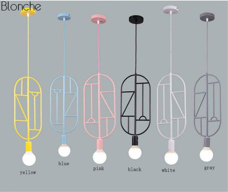 Suspension design moderne à LED formes colorées