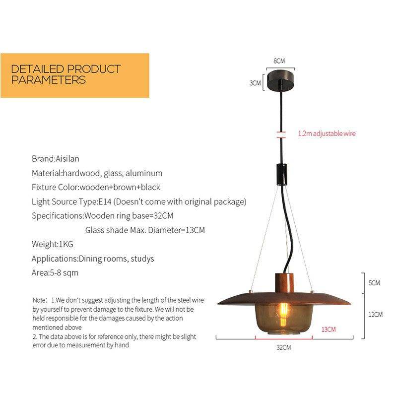 Suspension LED design en bois et verre Glass