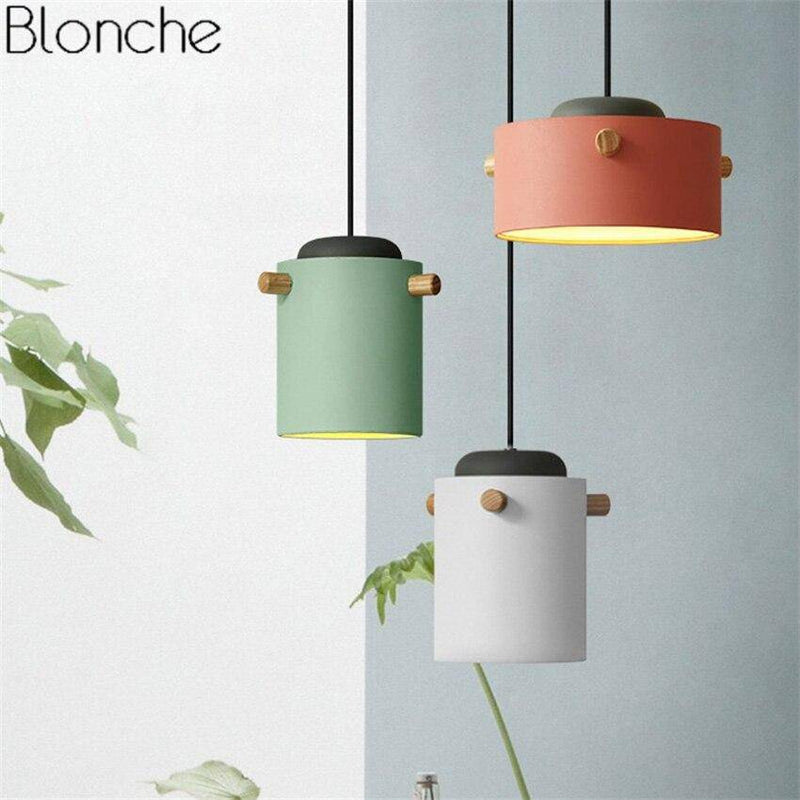 Suspension moderne LED au style macarons colorés