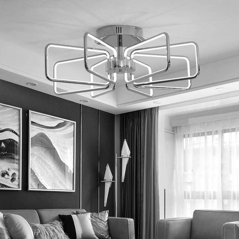 Plafonnier moderne rectangles chromé à LED