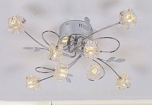 Plafonnier LED chromée avec cubes en verre