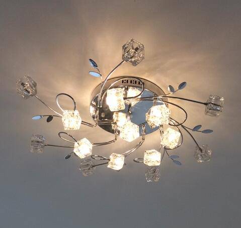 Plafonnier LED chromée avec cubes en verre