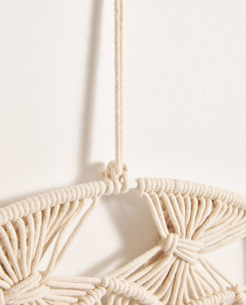 Miroir mural décoratif rond en tissu Macrame