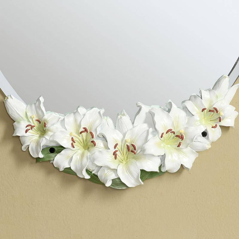 Miroir mural ovale à fleurs Lilies