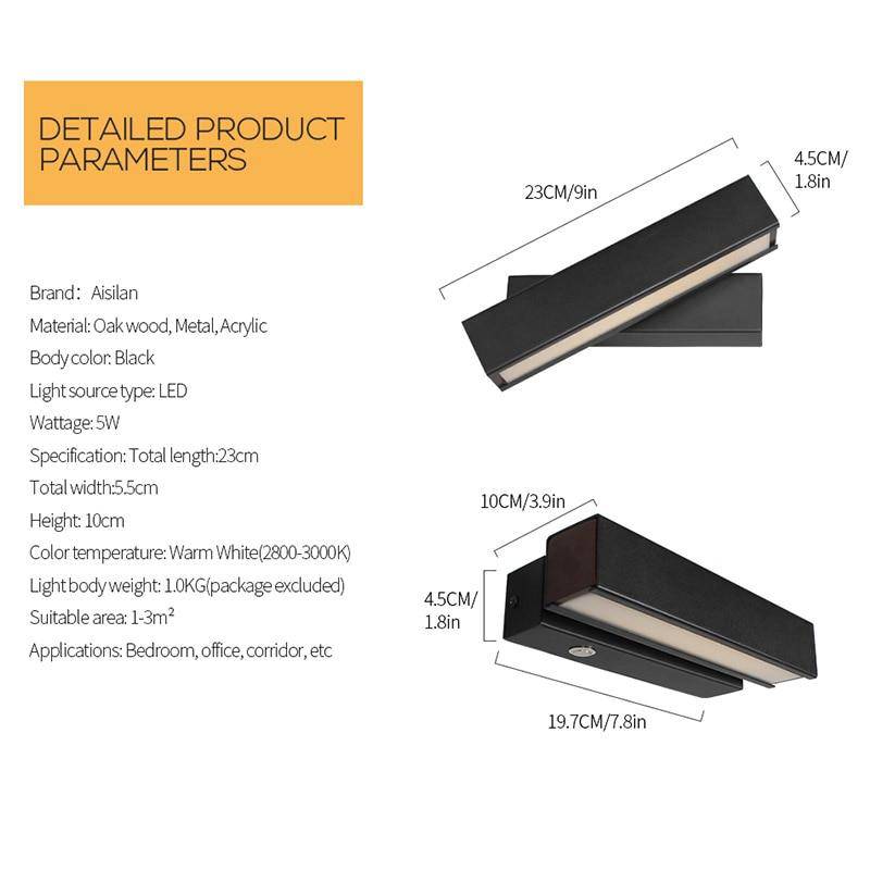 Applique design LED moderne ajustable en bois