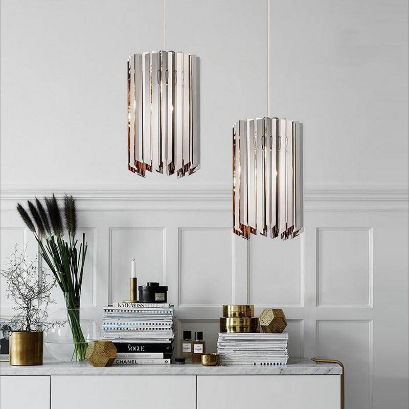 Suspension design en miroir chromé Surface