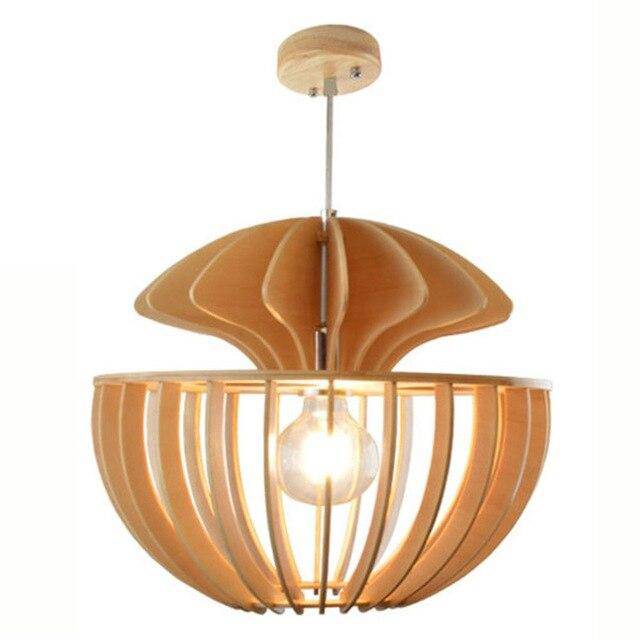 Suspension moderne LED ronde en bois style Ouovo