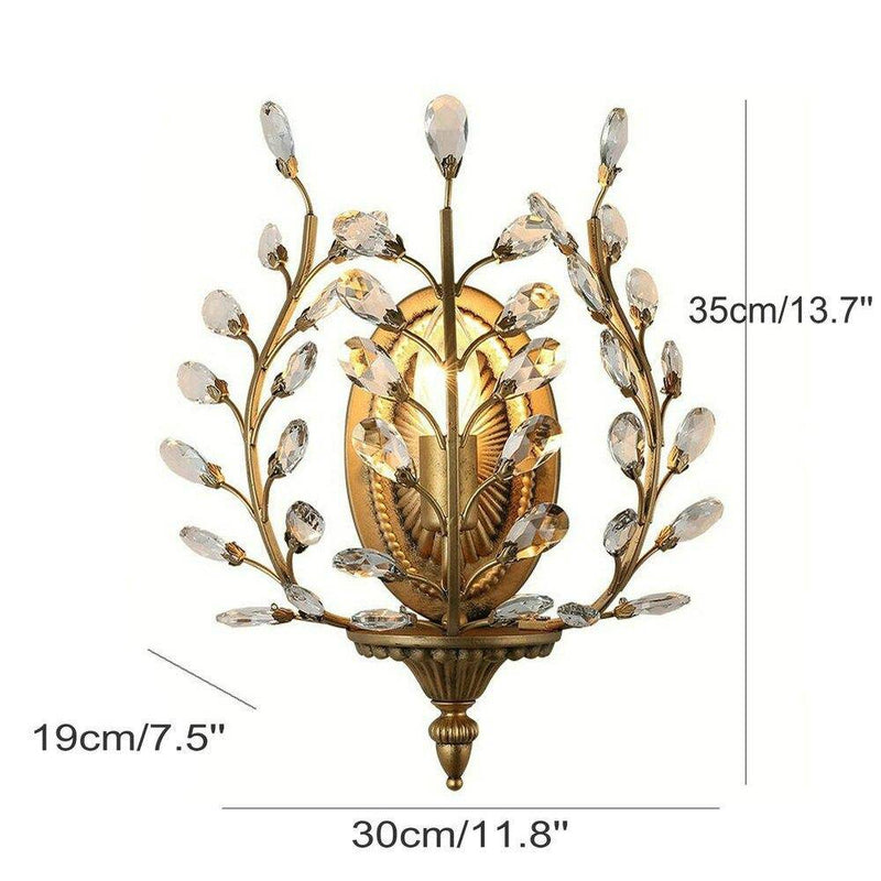 Applique murale rétro LED avec finitions en bronze Crystal