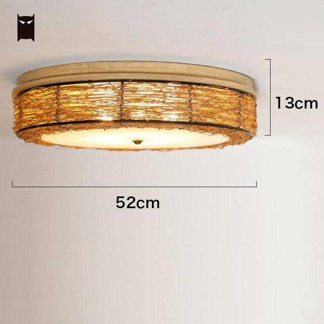 Plafonnier LED rond en osier Rattan