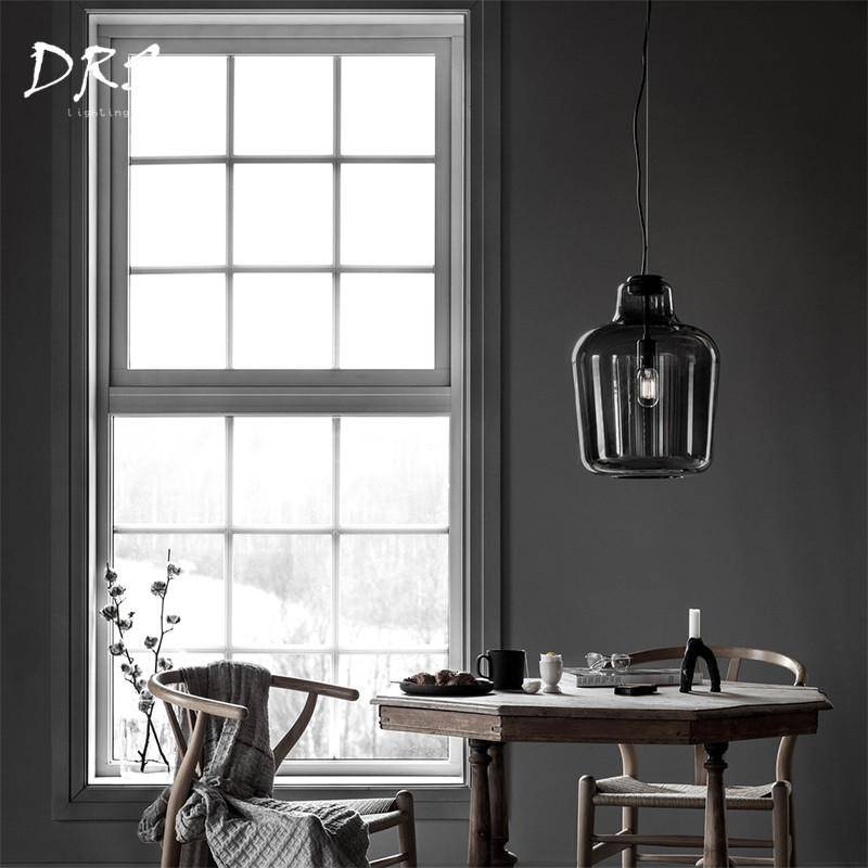 Suspension design LED en verre fumé moderne