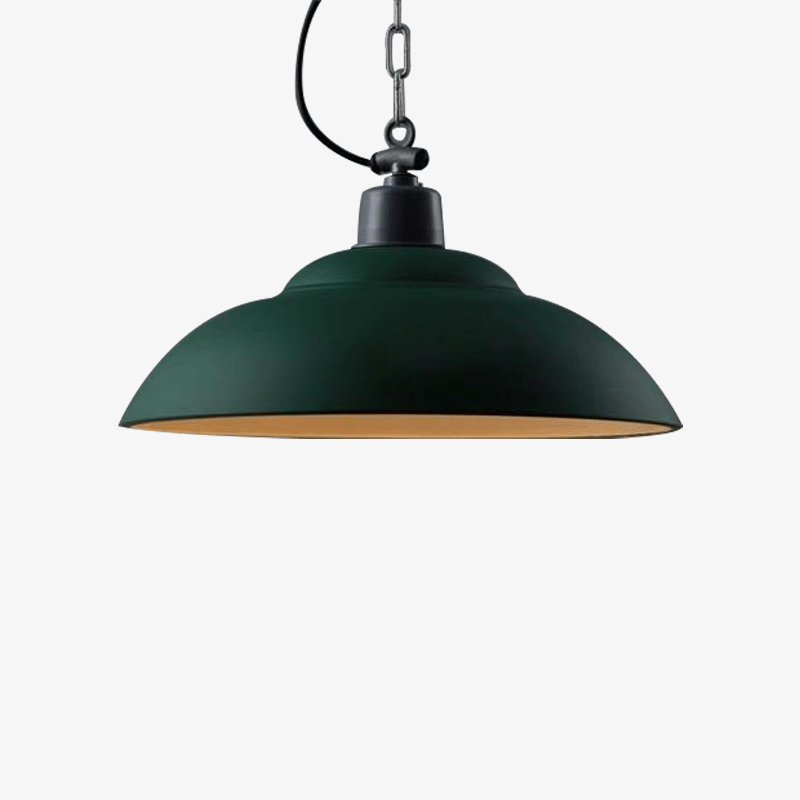 Suspension design en métal avec abat-jour arrondi vert à LED