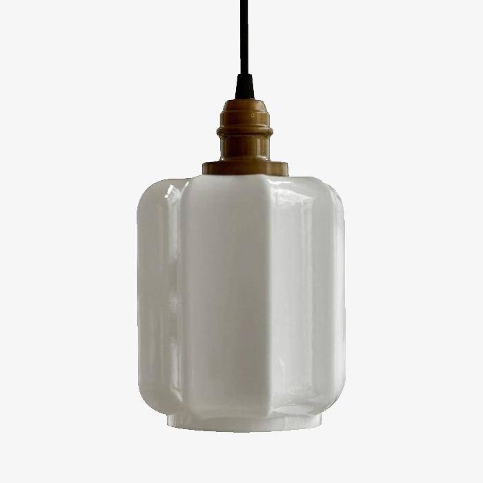 Suspension design en verre blanc style vintage Samy