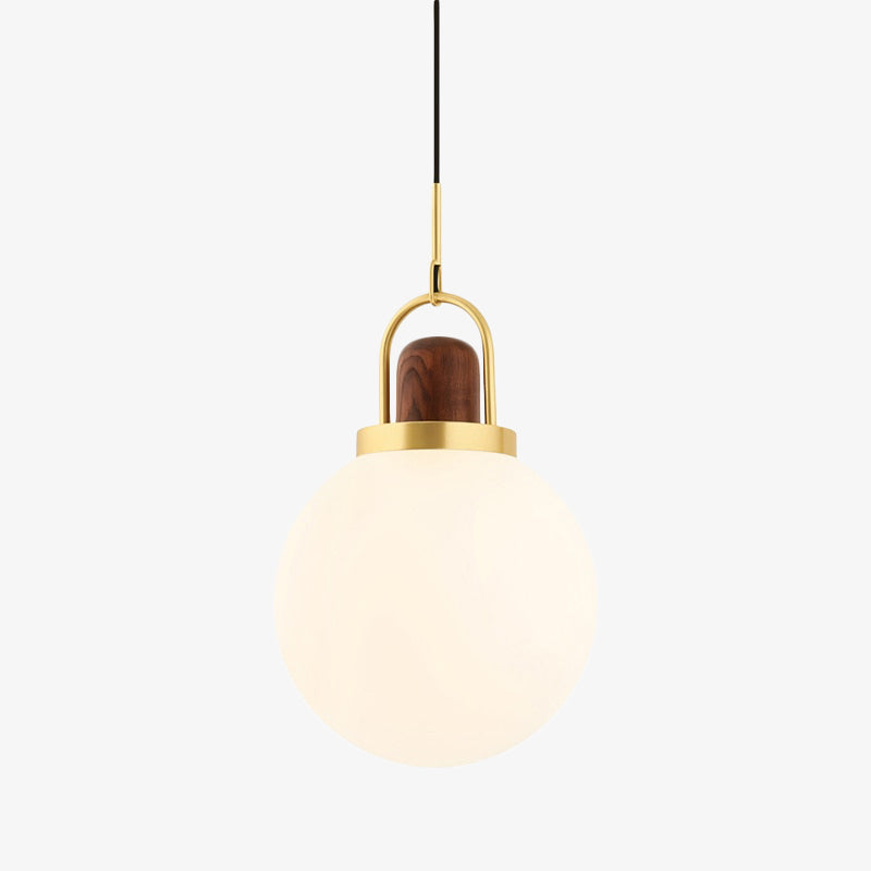 Suspension moderne LED abat-jour en verre et détails en bois Ona